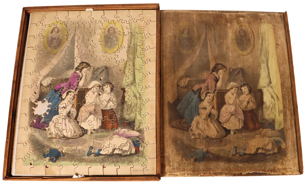 Puzzle 3 pièces dans boîte à glissière en bois