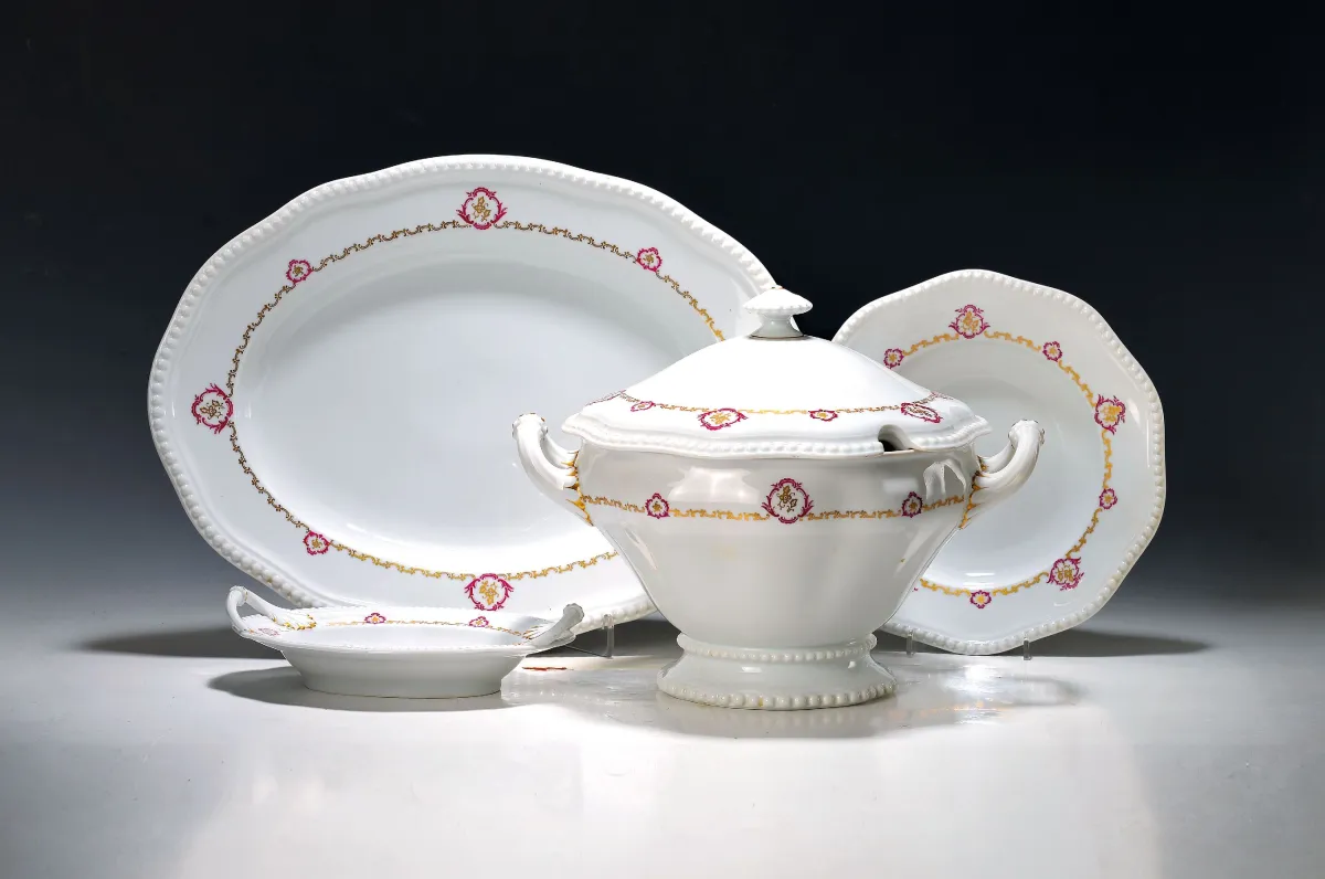 Dinner service, Rosenthal, 1920s/30s, porcelain, pearl edge, delicate borders