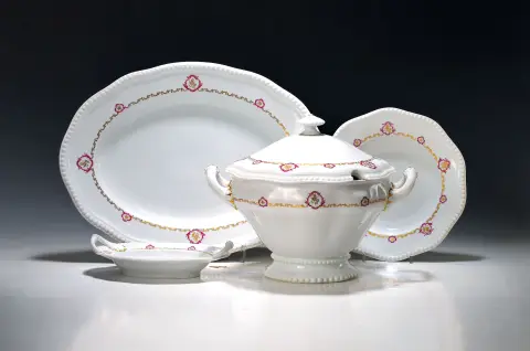 Servies, Rosenthal, jaren 1920/30, porselein, parelrand, fijne randen