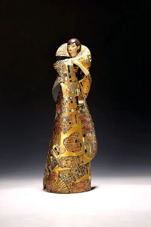 Sculptuur, Ed van Rosmalen (geb. 1955 Ned.), 1998, vrouwenfiguur naar jugendstil