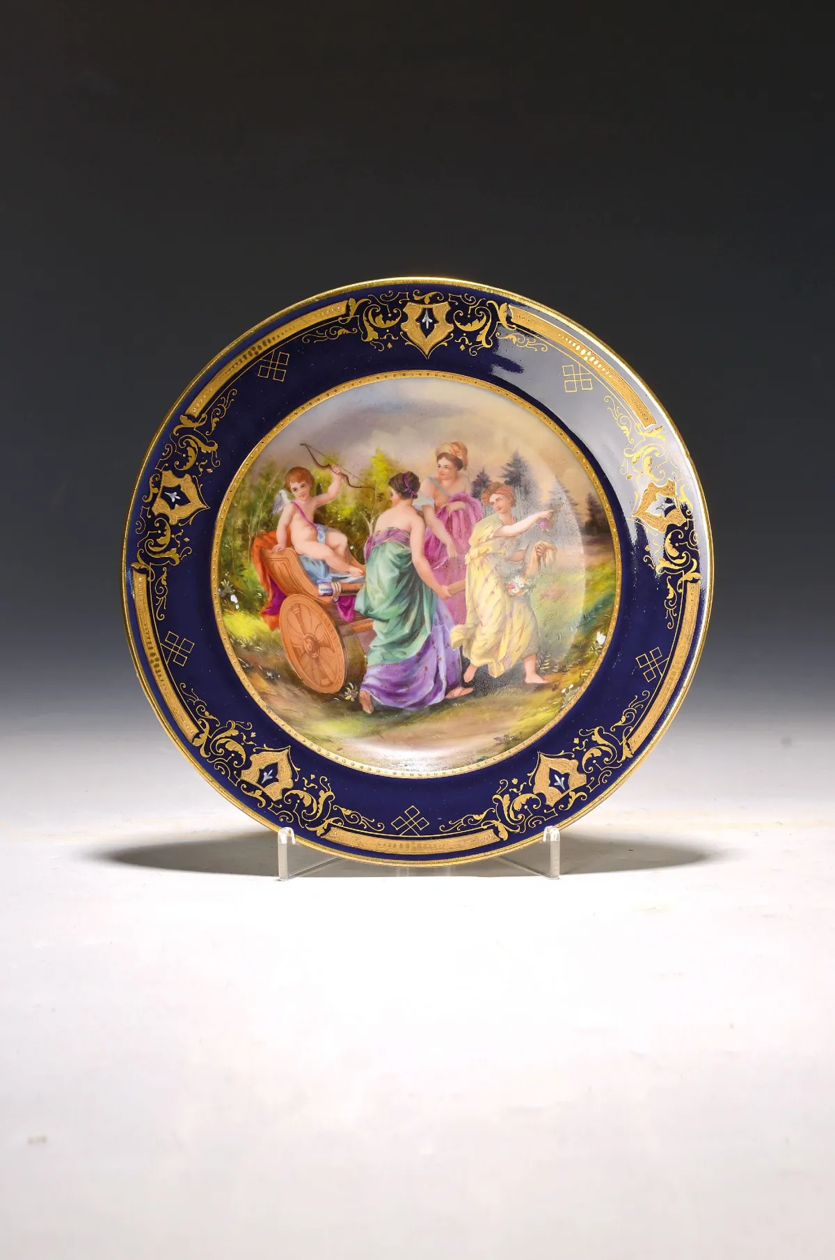 Decorative plate after Viennese model circa 1900, probably Rudolstadt, allegorical, depiction