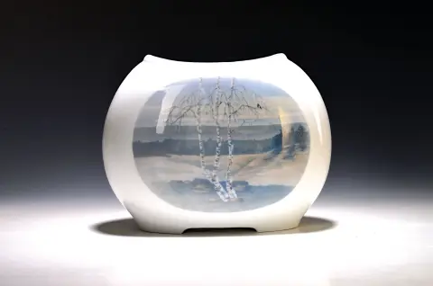 Vase, Rosenthal, vers 1912, peinture Lena Rothe, porcelaine, paysage peint sur la face