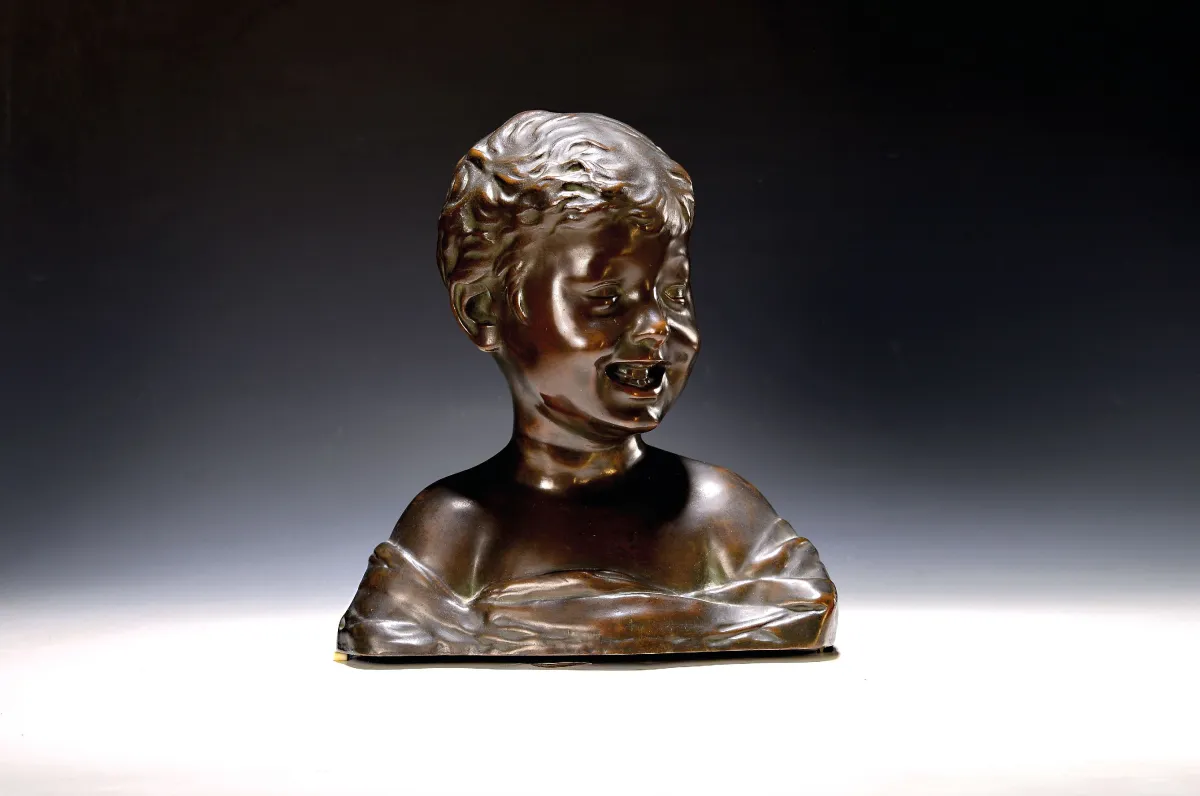 Buste en bronze d'un garçon d'après Donatello, Petermann-Bruxelles, début 20e s.,