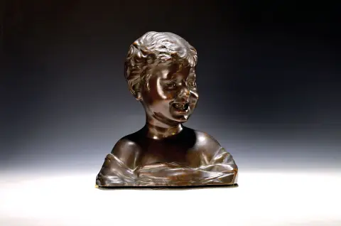 Buste en bronze d'un garçon d'après Donatello, Petermann-Bruxelles, début 20e s.,
