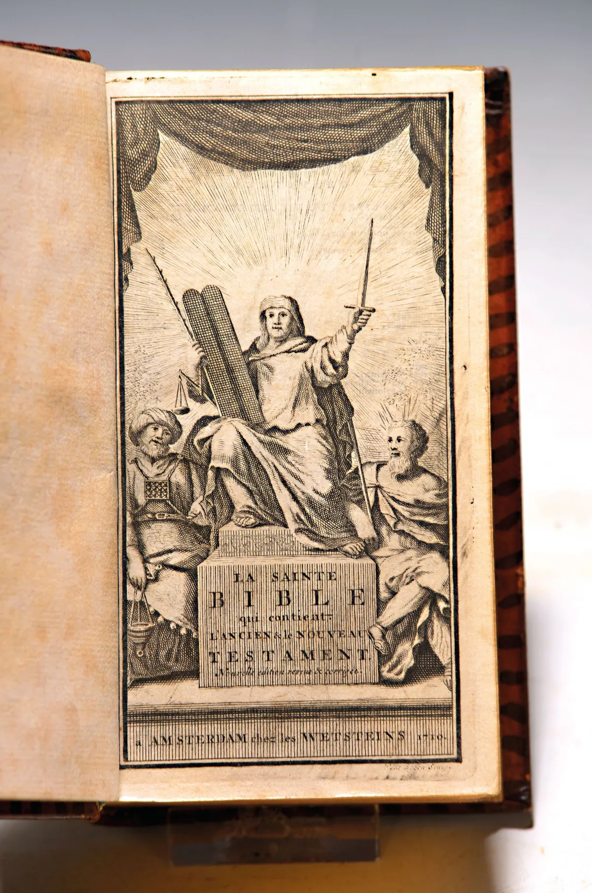 Biblia gallica-La Sainte Bible, Amsterdam, Wetstein 1710, 16°, 3 Kupfertitel,
