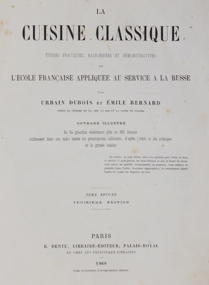 Dubois,U. u. E.Bernard – La cuisine classique
