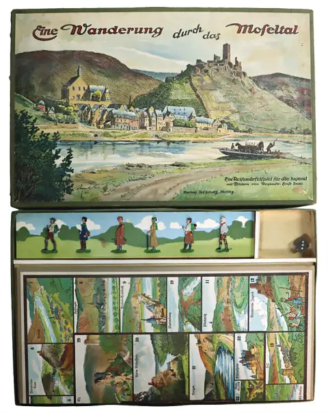 Jeu de société, "Une randonnée dans la vallée de la Moselle", Scholz, n° 5358, avec figurines en étain
