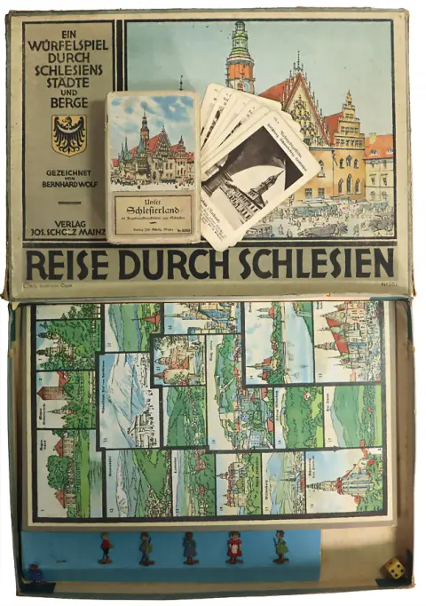 Jeu de société, Scholz, "Voyage à travers la Silésie", n° 252, avec figurines en étain