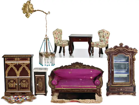 Lot de meubles Biedermeier avec ornements Boulle