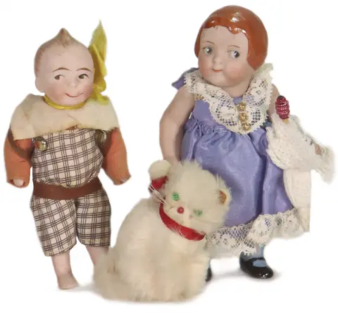 2x Kewpie, chlapec z plného biskvitu