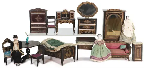 Nábytek do domečku pro panenky s Boulle ornamenty