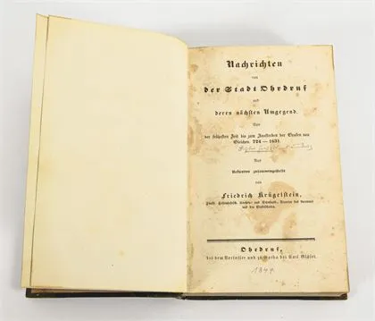 KRÜGELSTEIN, Friedrich. "Nachrichten von der Stadt Ohrdruf und deren nächsten Umgegend"