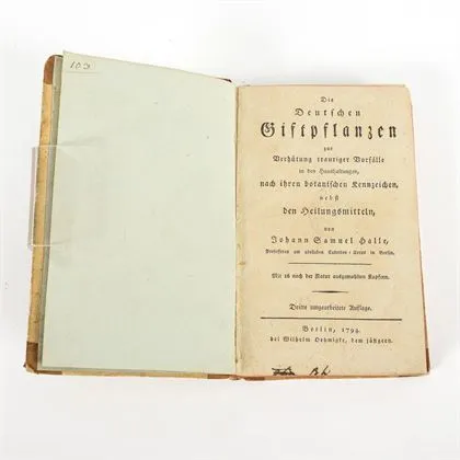 HALLE, Johann Samuel. "Die deutschen Giftpflanzen" 2 parties en un volume