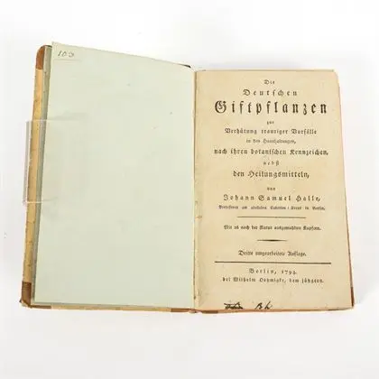HALLE, Johann Samuel. "Die deutschen Giftpflanzen" 2 parties en un volume