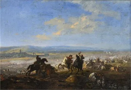 HUCHTENBURGH, Jan van(1647 哈勒姆 - 1733 阿姆斯特丹)。巴洛克战役场景