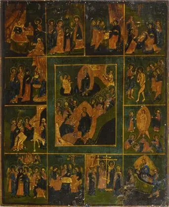 Ikon med scener fra Jesu liv