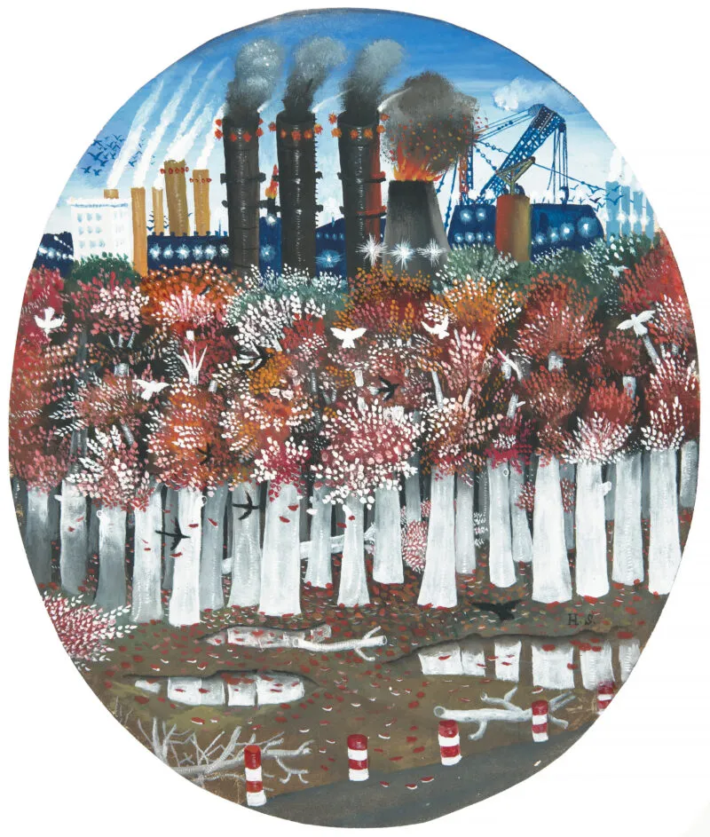 Sagert, Horst – Herbstwald vor Industriehafen