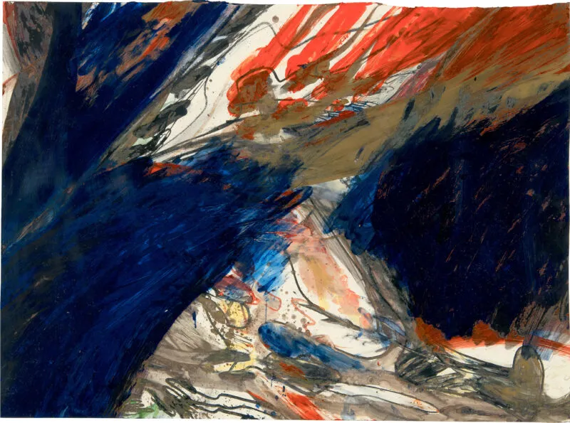 Stöhrer, Walter – o.T. Mischtechnik (Acryl, farbige Tinte, Goldfarbe, Ölkreide, Pinsel in Tusche, Bleistift) auf Karton