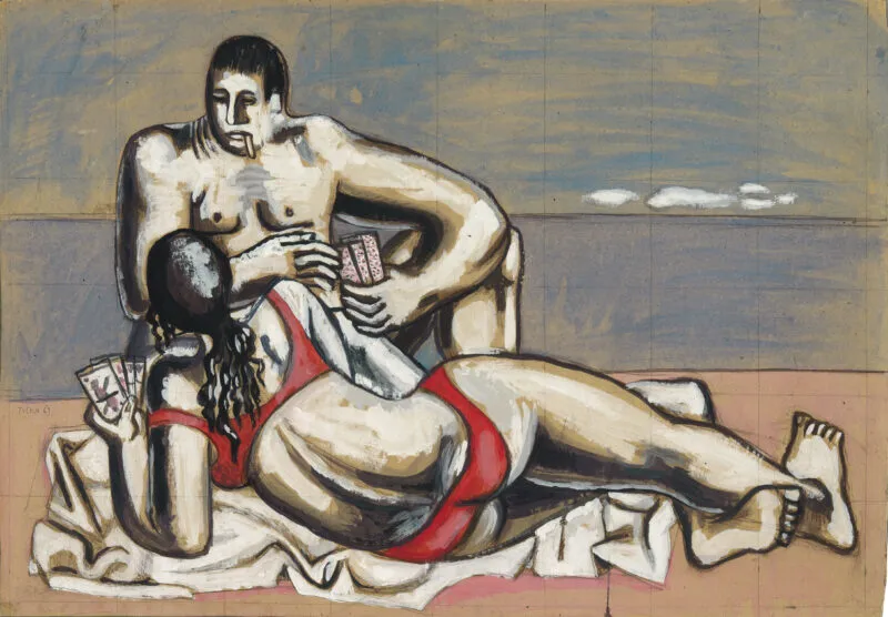 Ticha, Hans – Kartenspielendes Paar am Strand