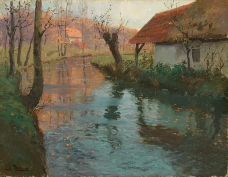 Thaulow, Frits – Abendstimmung am Fluss (Mühlbach)