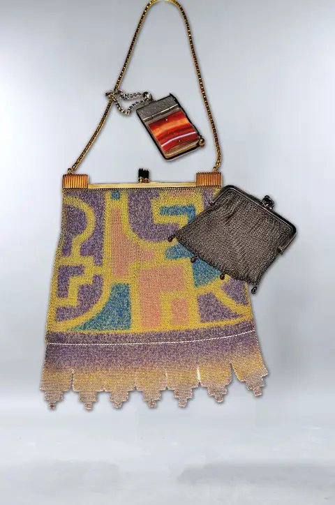 Sac du soir, bourse et carnet de bal, France, Art déco, sac du soir laiton