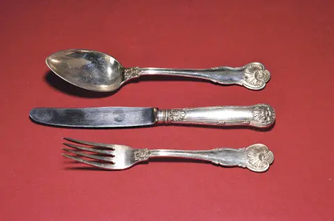 Set de couverts prussien 9 pcs, I. Wagner & Sohn, Berlin, vers 1880, argent 800, 3 chacun