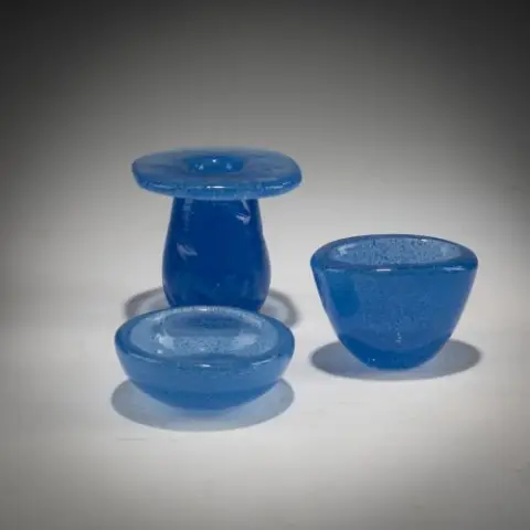 Carlo Scarpa – Bougeoir et deux coupes 'Sommerso a bollicine', vers 1935