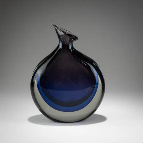 Flavio Poli – Vase 'Sommerso grigio blu', um 1960