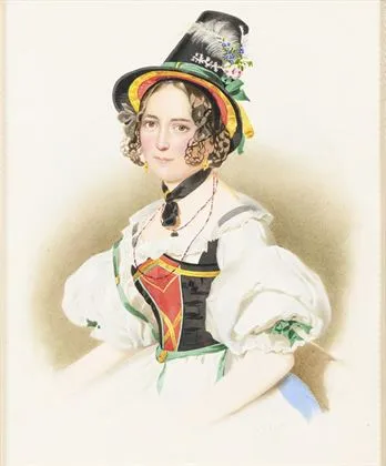 FISCHER, Johanna - 归于其名下（1820维也纳 - 1888同地）。身着传统服饰的年轻女子