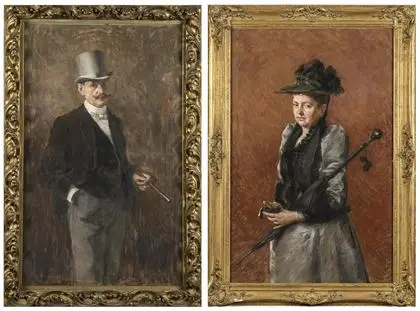 BURGER, Fritz (1867 München - 1927 Lindau/Bodensee): Portrætpendanter af ægteparret Richard og Mina Nachtigall