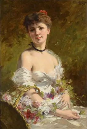 VAGNIER, Prosper Louis (1868 - 1953). Ung kvinde med kurv