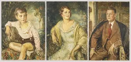 MÁRK, Lajos (1867 Reteag - 1942 New York). Tre ungarske familieportretter - foreldre og liten sønn