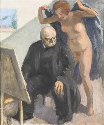 HERMANN-PAUL, René Georges (1864 Paris - 1940 Saintes-Maries-de-la-Mer). "Le Bon Conseil - Det gode råd"