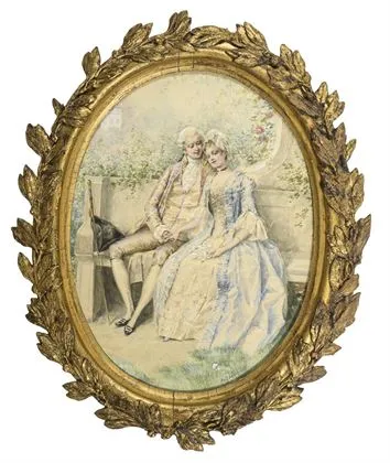 DAFFINGER, Moritz Michael (1790 Lichtental - 1849 维也纳)。洛可可风格情侣场景