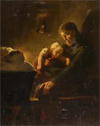 HIDDEMANN, Friedrich Peter（1829年杜塞尔多夫 - 1892年同地）。父子风俗画
