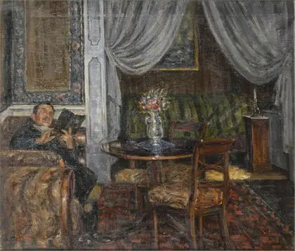 DIEZ, Hugo (1863 Roßfeld - 1943 Metzingen): Interiør med leser