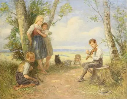 GAUPP, Gustav Adolf (1844 Markgröningen - 1918 Obertürkheim): Musiserende barn
