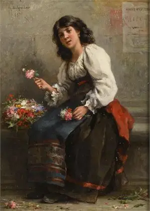 SCHREIBER, Charles Baptiste (1845 Paris – 1903 samme sted). Ung italiensk blomsterselger