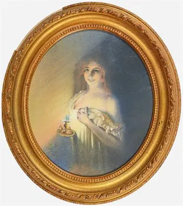 Jugendstil-pastel: ung kvinde i levende lys