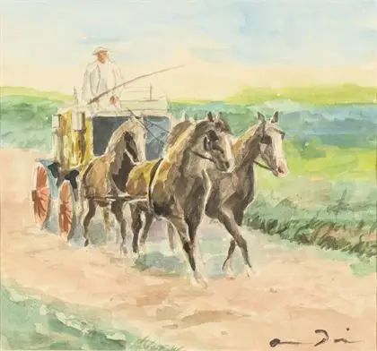 DILL, Otto (1884 Neustadt - 1957 Bad Dürkheim). Karet med hestespand