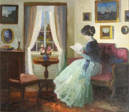 GERT, Edith (1906 - 1983). Doamnă citind în cameră