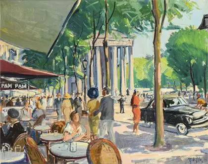MEYER ANDERSEN, Johan (1918 Skovshoved - 2005). Gadescene i Paris ved St. Madeleine