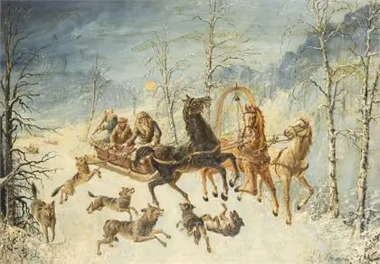 NIEMIETZ, Alfons Maria. Trojka angrebet af ulve