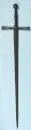 Sword – wooden handle with leather cover (torn), decorated crossguard, patinated steel blade, L=120 cm, historicism, 19th c., decorative object