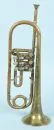 Musikinstrument - Trompete – Messing, 3 Tasten, L= 46 cm, Gebrauchsspuren, leicht gedellt;