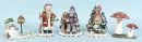 Räuchermännchen, 5 Stück – Holz, farbig gefasst, H= 14-19 cm, Schneemann, Weihnachtsmann, Pilze, Skifahrer, Erzgebirge;