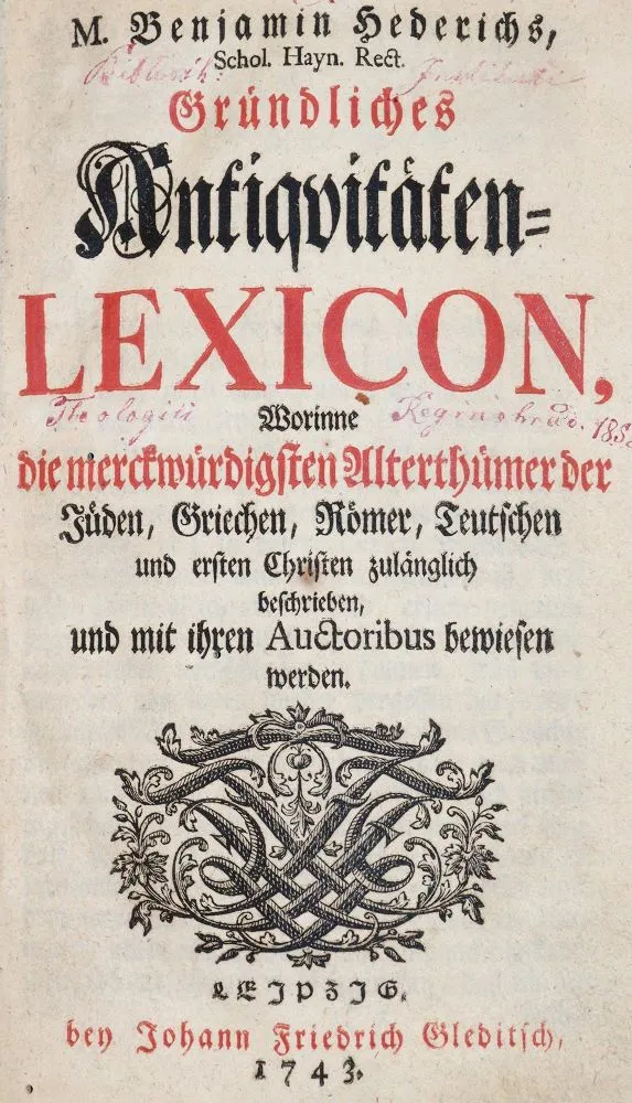 Hederich,B. – Gründliches Antiquitäten-Lexicon