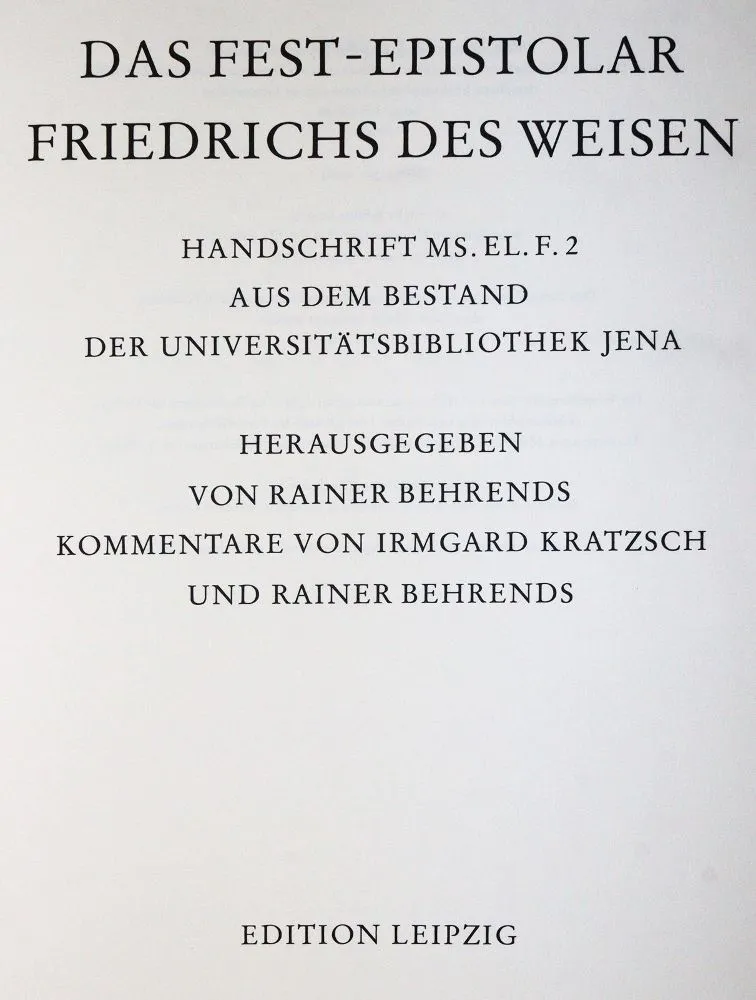 Fest-Epistolar, Das, – Friedrichs des Weisen