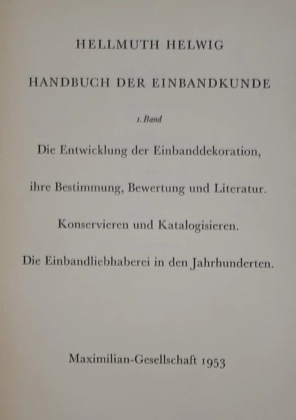Hellwig,H. – Handbuch der Einbandkunde