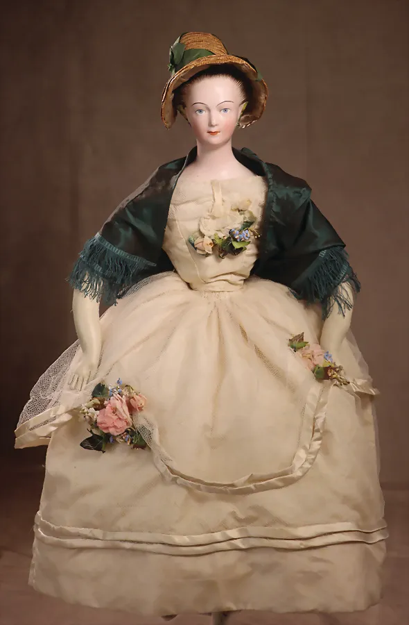 LIPPERT & HAAS, SCHLAGGENWALD – porcelain shoulder head doll "Morning Glory Lady"